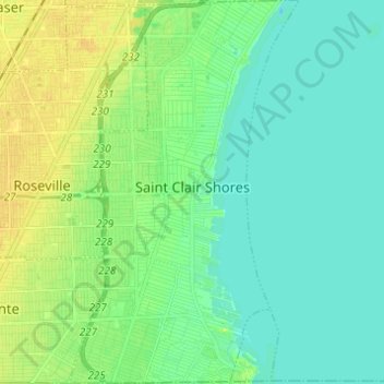Saint Clair Shores topographic map, elevation, terrain