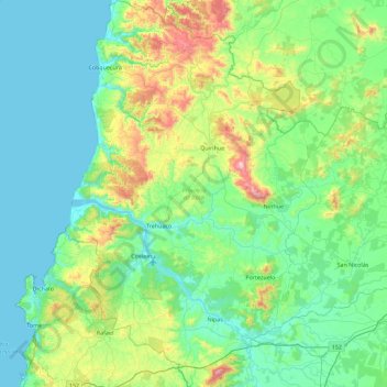 Provincia de Itata topographic map, elevation, terrain
