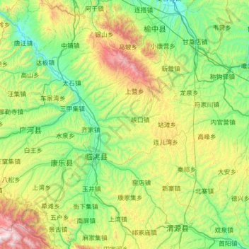 临洮县 topographic map, elevation, terrain