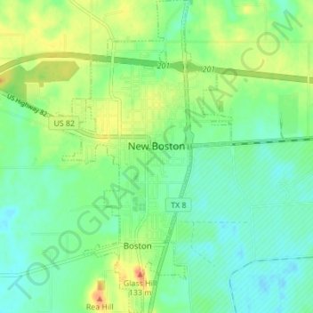 New Boston topographic map, elevation, terrain