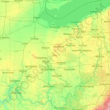 Ohio topographic map, elevation, terrain
