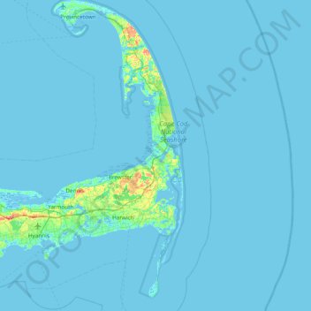 Cape Cod topographic map, elevation, terrain