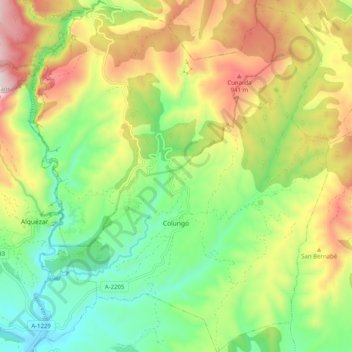 Colungo topographic map, elevation, terrain