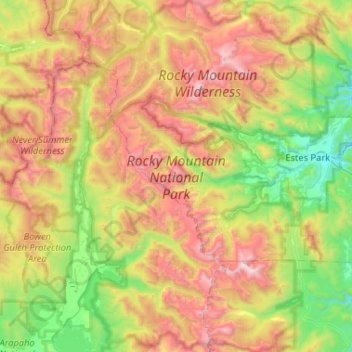 Rocky Mountain National Park topographic map, elevation, terrain