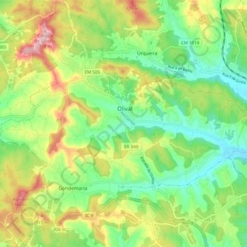 Gondemaria e Olival topographic map, elevation, terrain