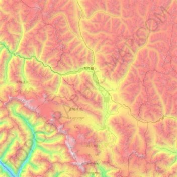 然乌镇 topographic map, elevation, terrain
