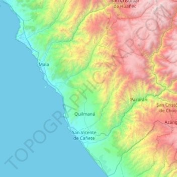 Province of Cañete topographic map, elevation, terrain