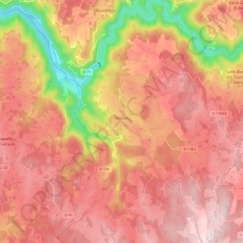 Sexcles topographic map, elevation, terrain
