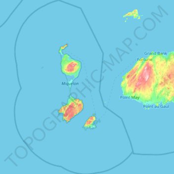 Saint Pierre and Miquelon topographic map, elevation, terrain