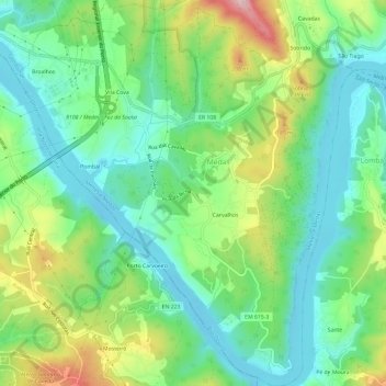 Medas topographic map, elevation, terrain