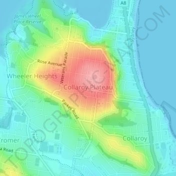 Collaroy Plateau topographic map, elevation, terrain