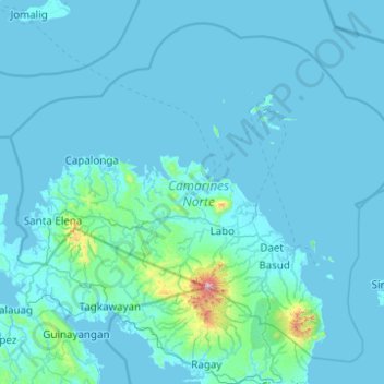 Camarines Norte topographic map, elevation, terrain