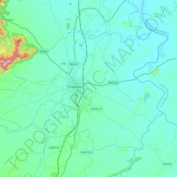 Chaibasa topographic map, elevation, terrain