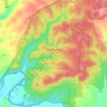 St. Francois State Park topographic map, elevation, terrain
