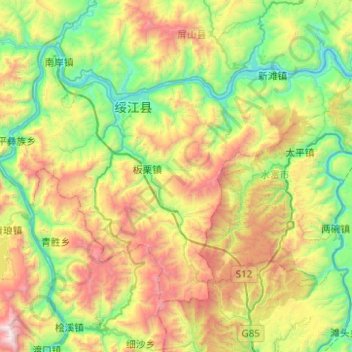 绥江县 topographic map, elevation, terrain