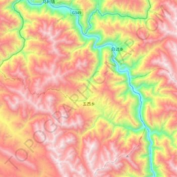 玉西乡 topographic map, elevation, terrain