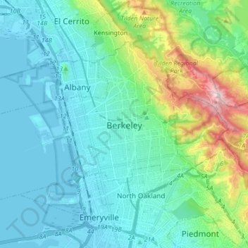 Berkeley topographic map, elevation, terrain