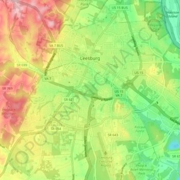 Leesburg topographic map, elevation, terrain