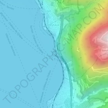 Schloss Chillon topographic map, elevation, terrain
