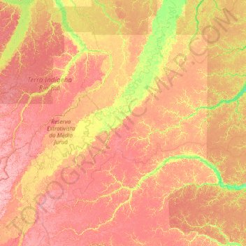 Carauari topographic map, elevation, terrain