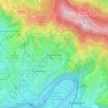 Otxarkoaga topographic map, elevation, terrain