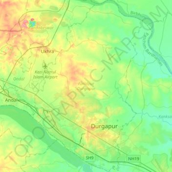 Faridpur Durgapur topographic map, elevation, terrain