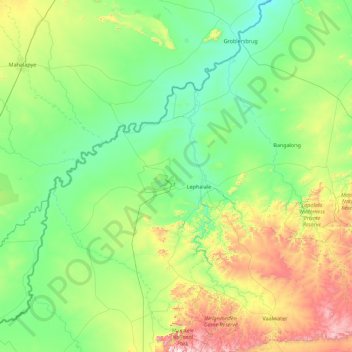 Lephalale Local Municipality topographic map, elevation, terrain