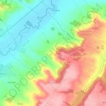 Vigueron topographic map, elevation, terrain