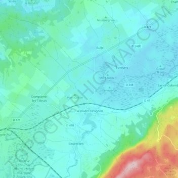 La Rivière-Drugeon topographic map, elevation, terrain