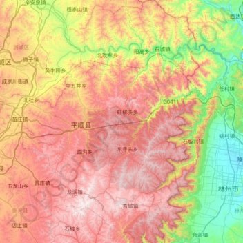 平顺县 topographic map, elevation, terrain