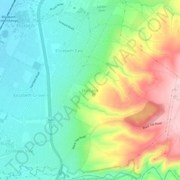 Hillbank topographic map, elevation, terrain