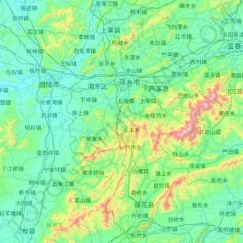 Pingxiang topographic map, elevation, terrain