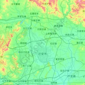 Qian'an City topographic map, elevation, terrain