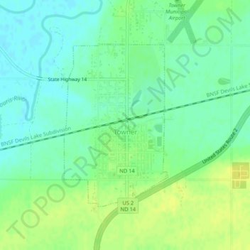 Towner topographic map, elevation, terrain