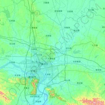 襄州区 topographic map, elevation, terrain
