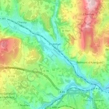Châtillon topographic map, elevation, terrain