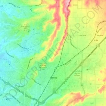 Rocklin topographic map, elevation, terrain