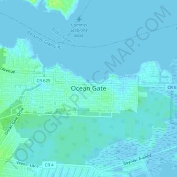 Ocean Gate topographic map, elevation, terrain