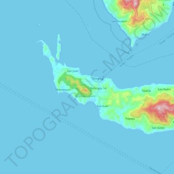 Maricaban Island topographic map, elevation, terrain