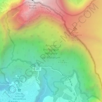 Réserve biologique intégrale du Matarum topographic map, elevation, terrain