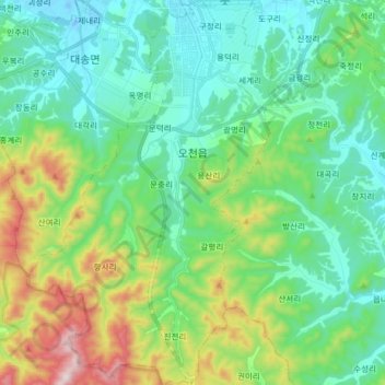 Ocheon-eup topographic map, elevation, terrain