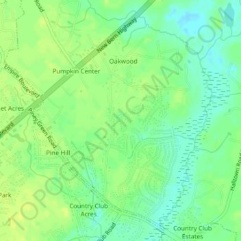 Pumpkin Center topographic map, elevation, terrain