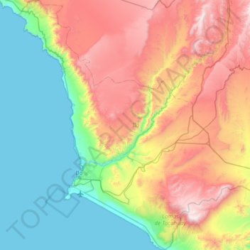 Province of Ilo topographic map, elevation, terrain
