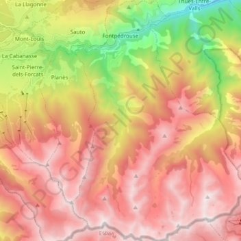 Fontpédrouse topographic map, elevation, terrain
