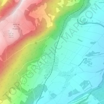 Les GeneveyssurCoffrane topographic map, elevation, terrain