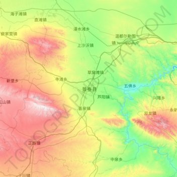 景泰县 topographic map, elevation, terrain
