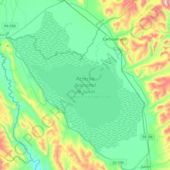 Reserva Nacional de Junín topographic map, elevation, terrain