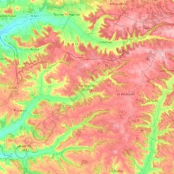 Montaigu-de-Quercy topographic map, elevation, terrain