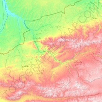 Badghis topographic map, elevation, terrain