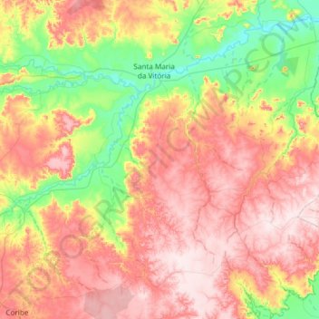 São Félix do Coribe topographic map, elevation, terrain